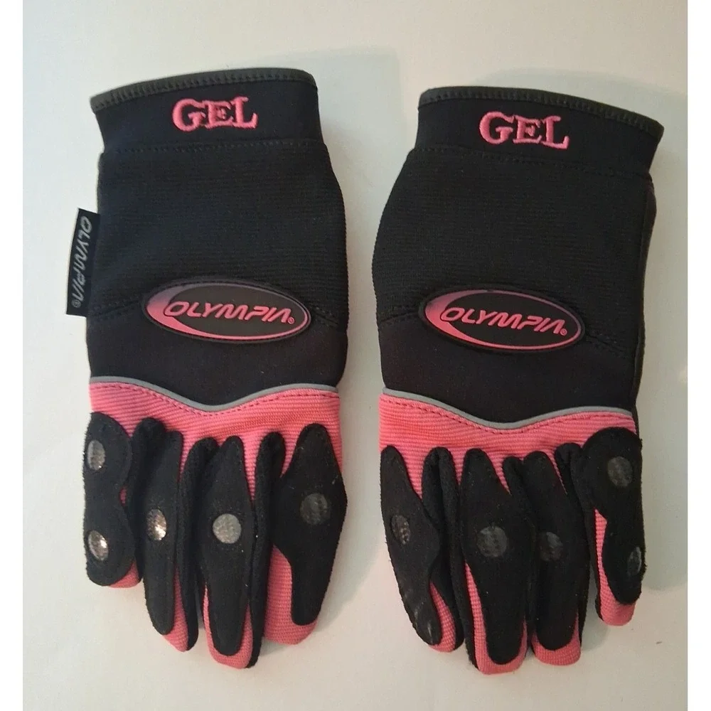 Olympia 712 Women's Medium Gel Reflector Pink Leather Nylon Gloves Snow Bike